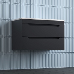 Style Line Тумба с раковиной Остин 80 подвесная графит – фотография-4